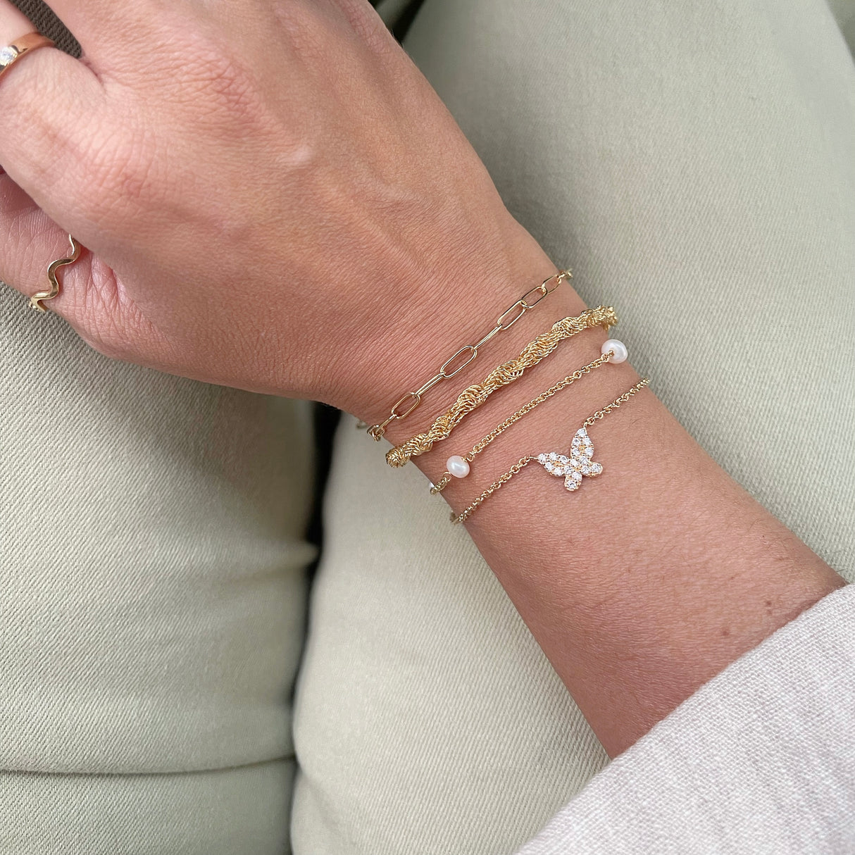 Pulsera Cz Mini Butterfly Gold