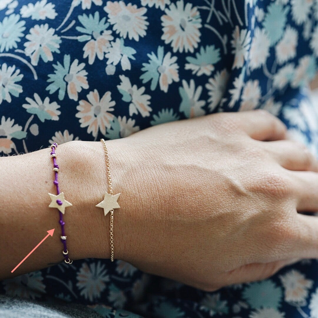 Pulsera Hilo Magia Puntos - Gold Morado