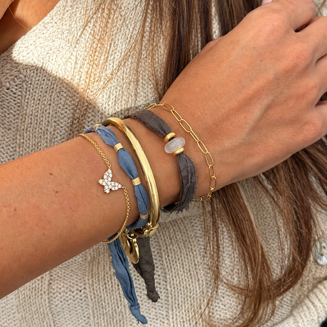 PULSERA SILK THE COCOA - CUARZO ROSA GOLD