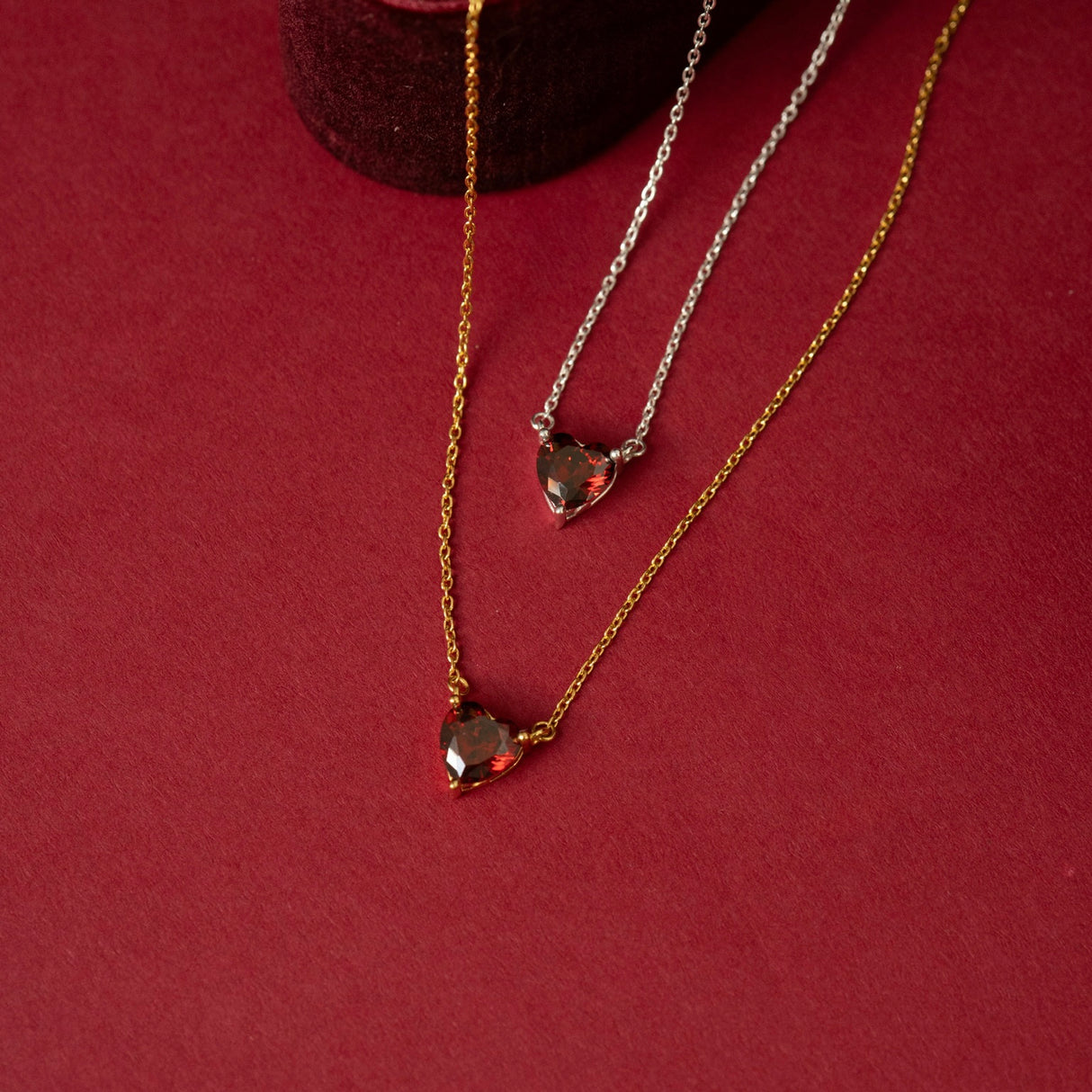 Collar Cz Corazon Prisma Red Gold