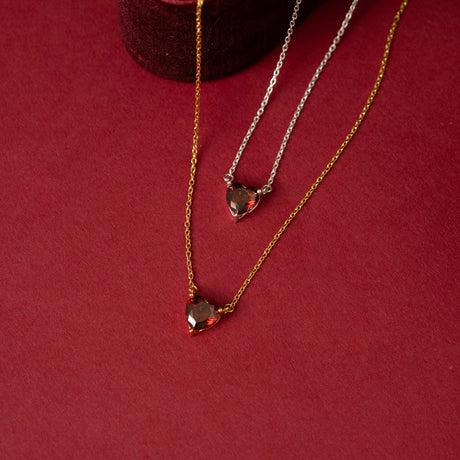 Collar Cz Corazon Prisma Red Silver