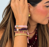 PULSERA SILK THE MAUVE - BEADS GOLD