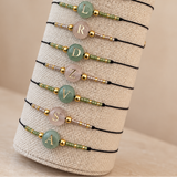 PULSERA HILO AVENTURINA GOLD