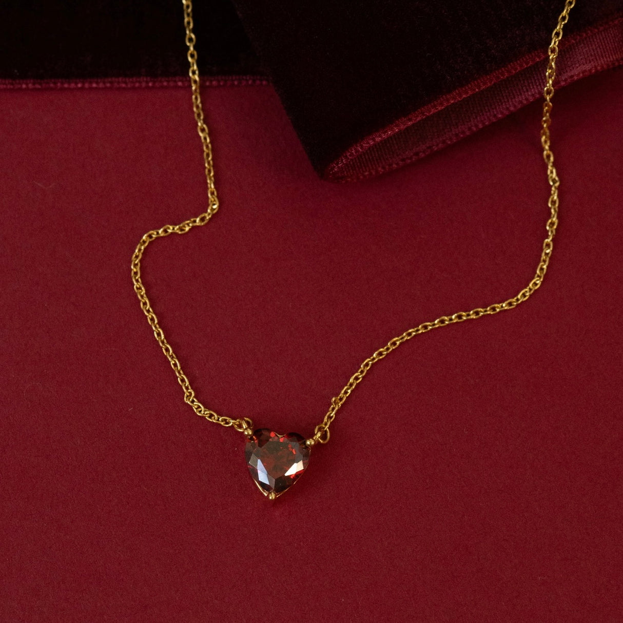 Collar Cz Corazon Prisma Red Gold