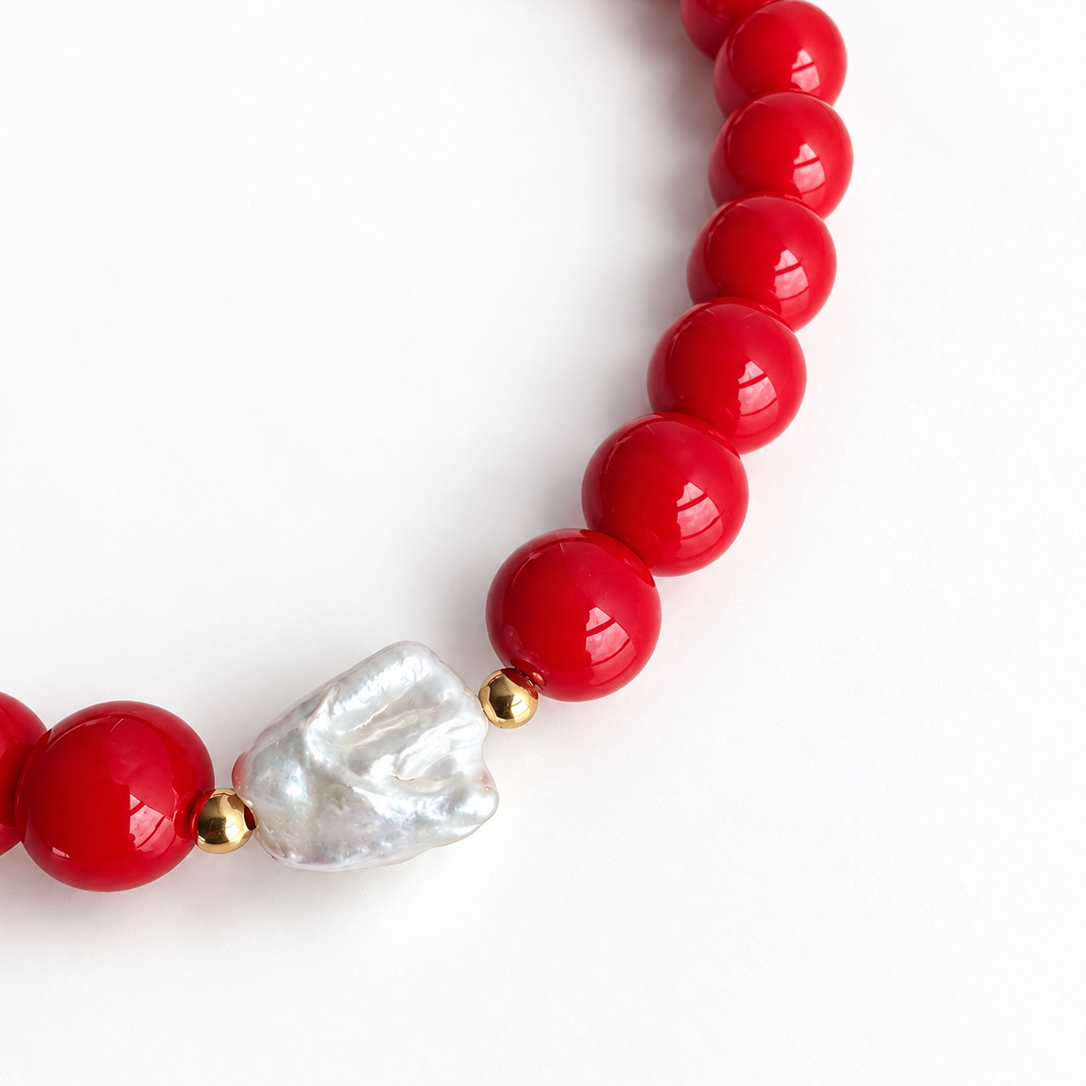 Collar MNR Scarlet - Coral Pearl Gold