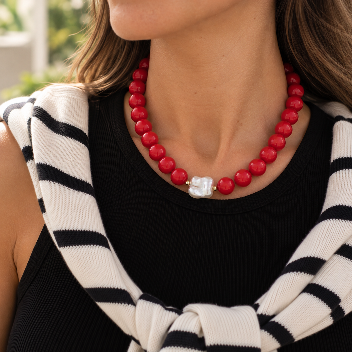 Collar MNR Scarlet - Coral Pearl Gold