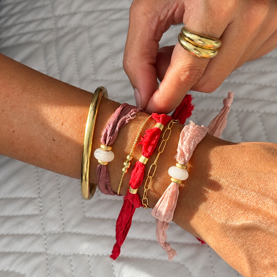 PULSERA SILK THE MAUVE - CUARZO ROSA GOLD