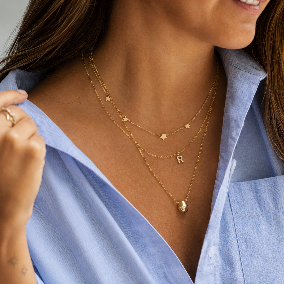 Collar CZ Monogram Gold