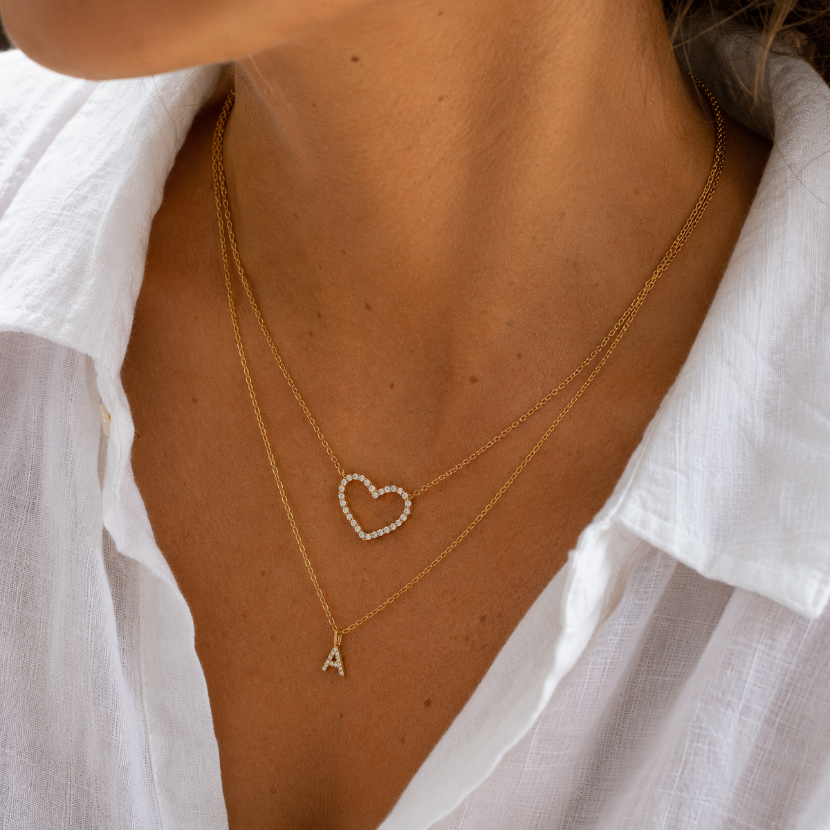 Collar CZ Monogram Gold