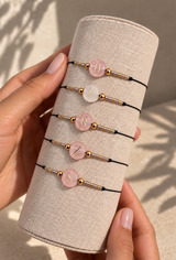 PULSERA HILO QUARZO ROSA GOLD