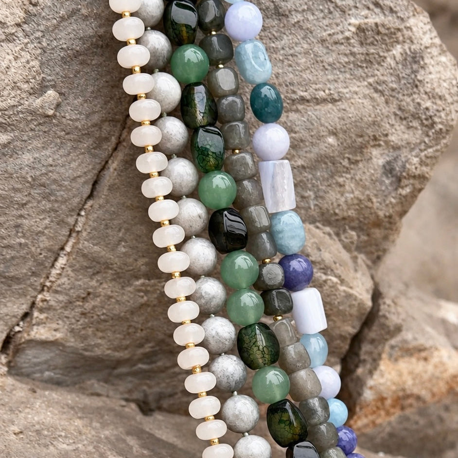Collar MNR Mica - Jades Gris Verdoso