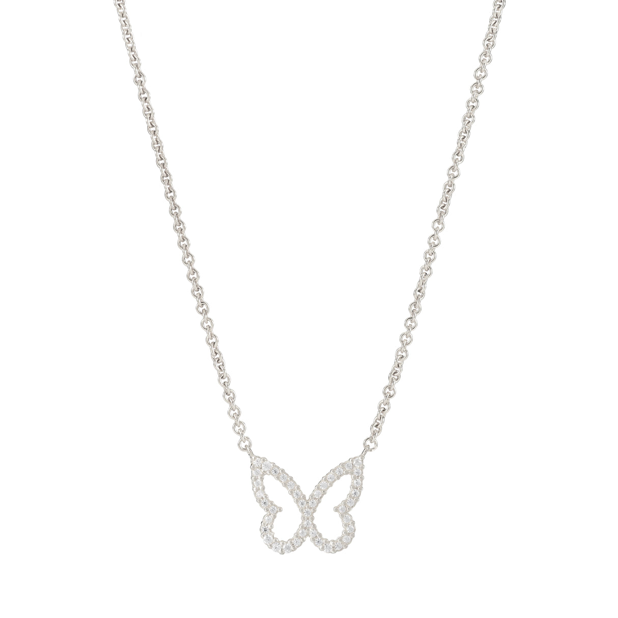 Collar Cz Mariposa Halo Silver