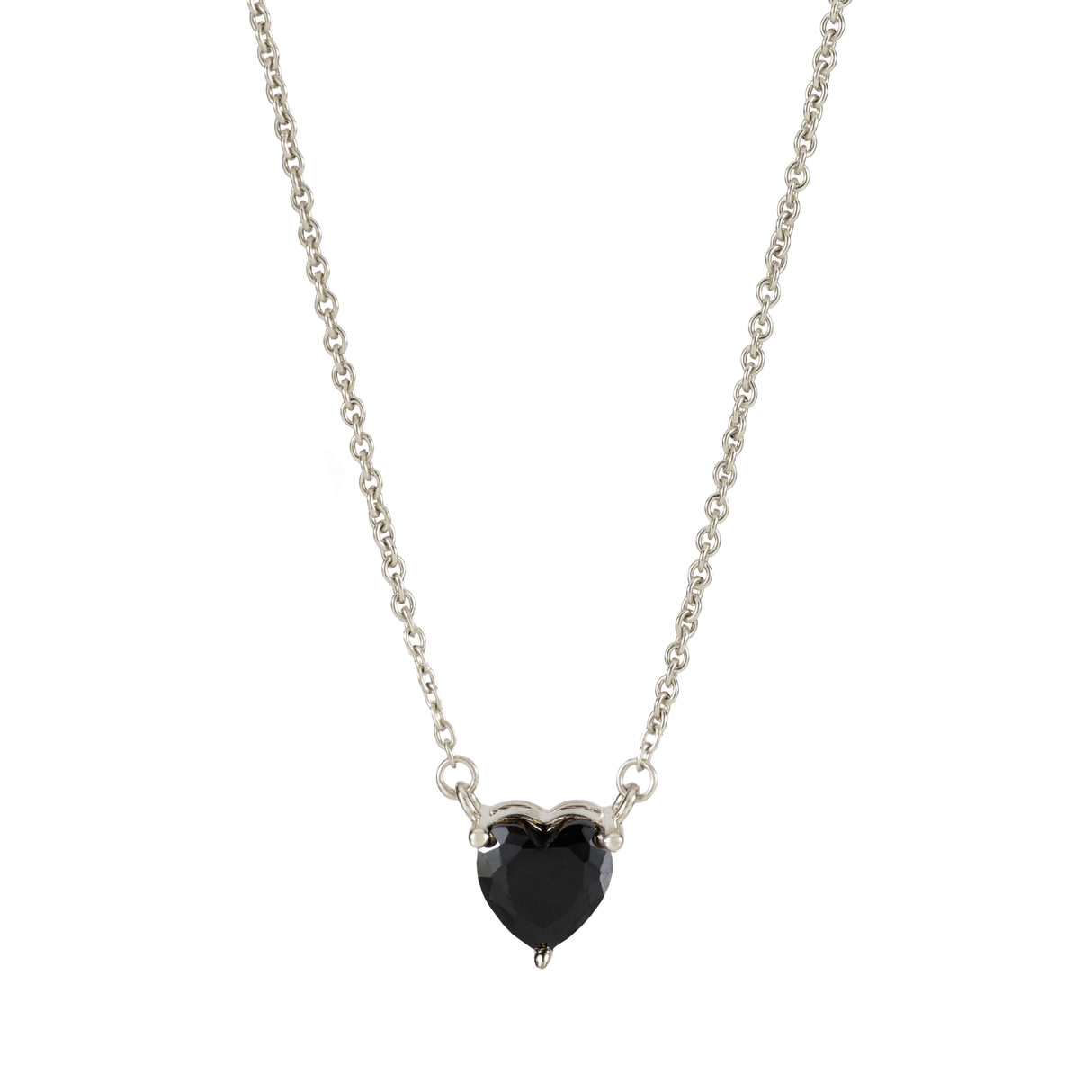 Collar Cz Corazon Prisma Black Silver
