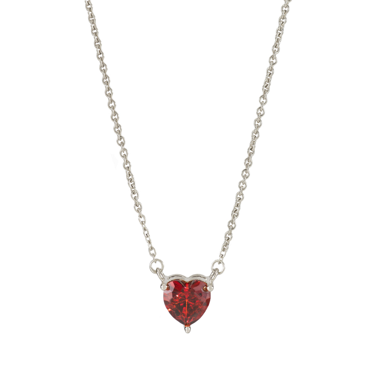 Collar Cz Corazon Prisma Red Silver