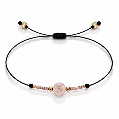 PULSERA HILO QUARZO ROSA GOLD