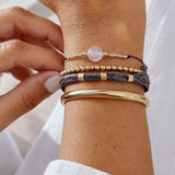 PULSERA HILO QUARZO ROSA GOLD