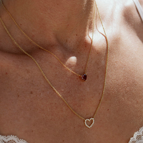 Collar Cz Corazon Prisma Red Gold