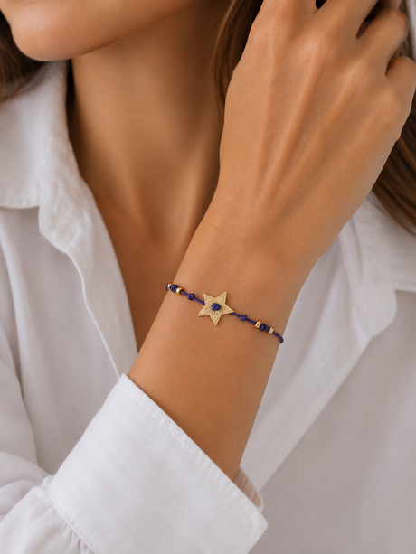Pulsera Hilo Magia Puntos - Gold Morado
