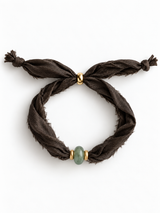 PULSERA SILK THE COCOA - AVENTURINA GOLD