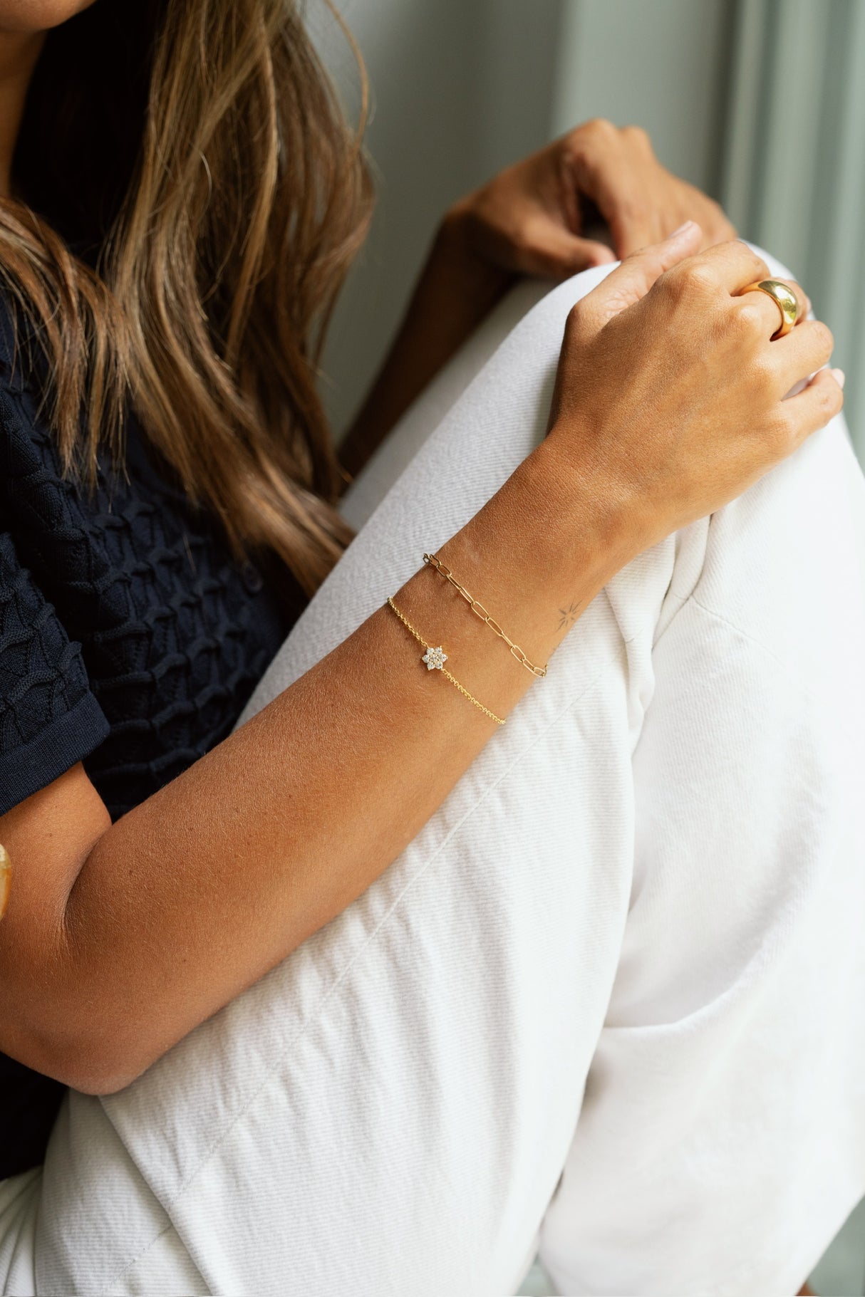 Pulsera Cz Roseta Gold