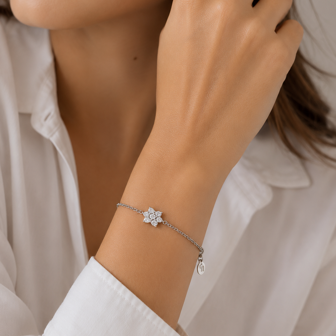 Pulsera Cz Roseta Silver