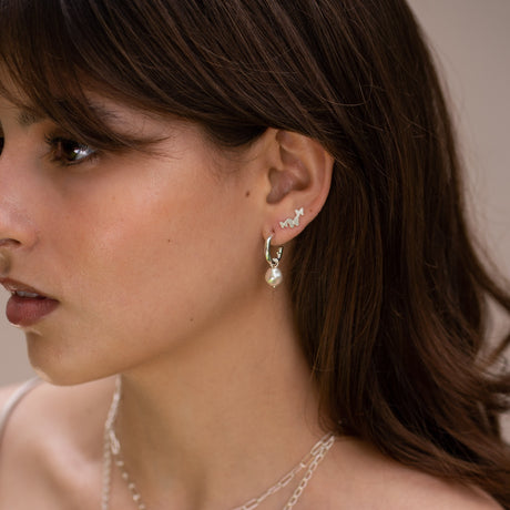 Ear Climber Butterflies Silver