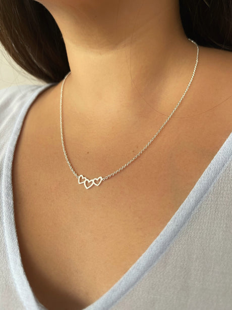 Collar Tres Corazones Silver