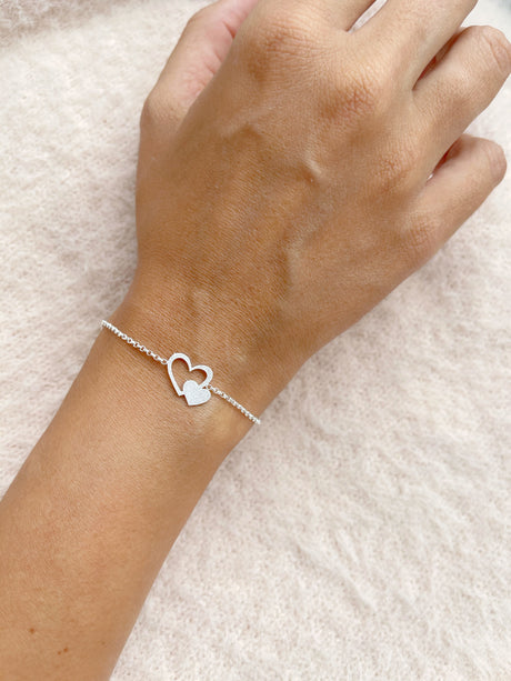 Pulsera Doble Corazón Silver