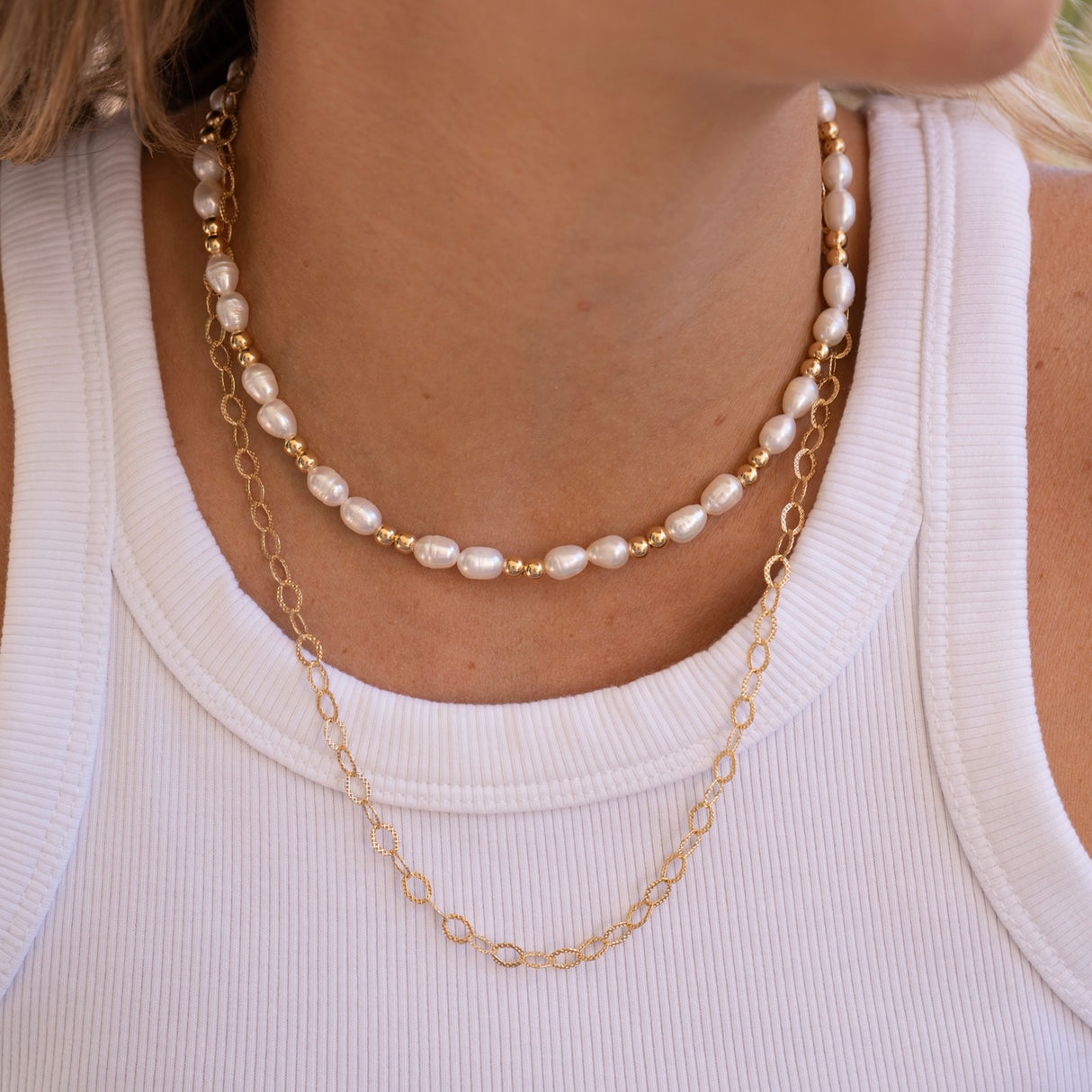 Gargantilla Dual Pearl Gold